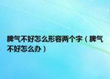 脾氣不好怎么形容兩個(gè)字（脾氣不好怎么辦）