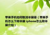 蘋(píng)果手機(jī)如何取消半屏幕（蘋(píng)果手機(jī)怎么下降半屏 iphone怎么降半屏介紹）