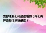 愛你讓我心碎是誰唱的（掏心掏肺去愛你原唱是誰）