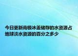 今日更新南極冰蓋儲存的水資源占地球淡水資源的百分之多少