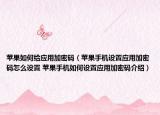 蘋果如何給應(yīng)用加密碼（蘋果手機設(shè)置應(yīng)用加密碼怎么設(shè)置 蘋果手機如何設(shè)置應(yīng)用加密碼介紹）