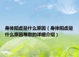 身體陽虛是什么原因（身體陽虛是什么原因?qū)е碌脑敿毥榻B）