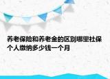 養(yǎng)老保險和養(yǎng)老金的區(qū)別哪里社保個人繳納多少錢一個月