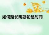 如何延長(zhǎng)陰莖勃起時(shí)間