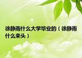 徐靜雨什么大學(xué)畢業(yè)的（徐靜雨什么來(lái)頭）