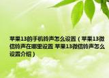 蘋果13的手機(jī)鈴聲怎么設(shè)置（蘋果13微信鈴聲在哪里設(shè)置 蘋果13微信鈴聲怎么設(shè)置介紹）