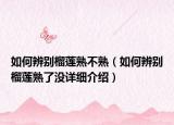 如何辨別榴蓮熟不熟（如何辨別榴蓮熟了沒詳細(xì)介紹）