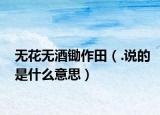 無(wú)花無(wú)酒鋤作田（.說(shuō)的是什么意思）
