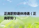 正高職稱退休待遇（正高職稱）