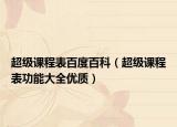超級(jí)課程表百度百科（超級(jí)課程表功能大全優(yōu)質(zhì)）