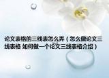 論文表格的三線(xiàn)表怎么弄（怎么做論文三線(xiàn)表格 如何做一個(gè)論文三線(xiàn)表格介紹）