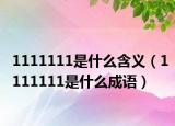 1111111是什么含義（1111111是什么成語）