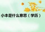 小本是什么意思（學歷）