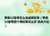 蘋果12信號怎么變成感嘆號（蘋果12信號四個感嘆號怎么弄 修改介紹）