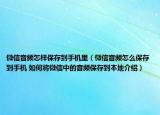 微信音頻怎樣保存到手機里（微信音頻怎么保存到手機 如何將微信中的音頻保存到本地介紹）