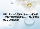 圖片上的文字如何轉(zhuǎn)換成word文檔免費（圖片文字如何轉(zhuǎn)換成word 圖片文字轉(zhuǎn)換word的方法介紹）