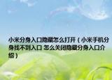 小米分身入口隱藏怎么打開（小米手機分身找不到入口 怎么關(guān)閉隱藏分身入口介紹）