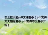 怎么把大的pdf文件變?。╬df文件太大如何變小 pdf文件怎么變小介紹）