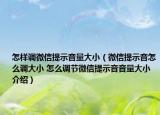 怎樣調(diào)微信提示音量大?。ㄎ⑿盘崾疽粼趺凑{(diào)大小 怎么調(diào)節(jié)微信提示音音量大小介紹）