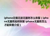 iphone無緣無故無服務(wù)怎么恢復(fù)（iphone無服務(wù)如何恢復(fù) iphone無服務(wù)怎么才能恢復(fù)介紹）