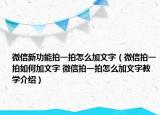 微信新功能拍一拍怎么加文字（微信拍一拍如何加文字 微信拍一拍怎么加文字教學(xué)介紹）