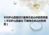 不識(shí)廬山真面目只緣身在此山中的意思是（不識(shí)廬山真面目 只緣身在此山中的意思）