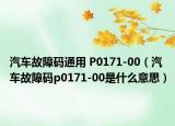 汽車故障碼通用 P0171-00（汽車故障碼p0171-00是什么意思）