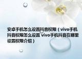 安卓手機怎么設(shè)置抖音權(quán)限（vivo手機抖音權(quán)限怎么設(shè)置 vivo手機抖音在哪里設(shè)置權(quán)限介紹）