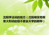 沈陽學(xué)法語的地方（沈陽哪里有教意大利語的但不要全天學(xué)的那種）