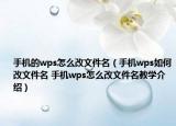 手機(jī)的wps怎么改文件名（手機(jī)wps如何改文件名 手機(jī)wps怎么改文件名教學(xué)介紹）