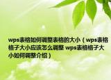 wps表格如何調(diào)整表格的大小（wps表格格子大小應(yīng)該怎么調(diào)整 wps表格格子大小如何調(diào)整介紹）