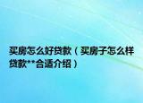 買(mǎi)房怎么好貸款（買(mǎi)房子怎么樣貸款**合適介紹）