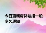 今日更新房貸被拒一般多久通知