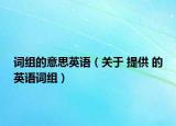 詞組的意思英語（關于 提供 的英語詞組）