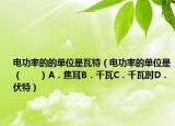 電功率的的單位是瓦特（電功率的單位是（　?。〢．焦耳B．千瓦C．千瓦時D．伏特）