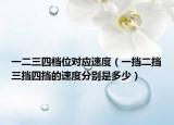 一二三四檔位對應速度（一擋二擋三擋四擋的速度分別是多少）