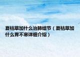 夏枯草加什么治肺結(jié)節(jié)（夏枯草加什么胃不寒詳細(xì)介紹）