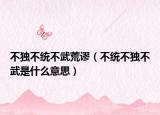 不獨不統(tǒng)不武荒謬（不統(tǒng)不獨不武是什么意思）