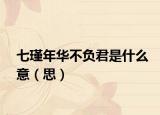 七瑾年華不負君是什么意（思）