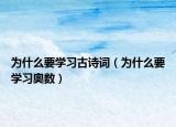 為什么要學(xué)習(xí)古詩詞（為什么要學(xué)習(xí)奧數(shù)）