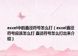 excel中的直徑符號怎么打（excel直徑符號應該怎么打 直徑符號怎么打出來介紹）