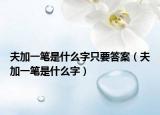 夫加一筆是什么字只要答案（夫加一筆是什么字）