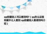 qq收藏別人可以看到嗎?（qq怎么設(shè)置收藏不讓人看到 qq收藏別人看得到嗎介紹）