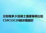 分別有多少混凝土強度等級比如C10C15C20越詳細越好