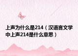 上聲為什么是214（漢語言文學(xué)中上聲214是什么意思）