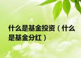 什么是基金投資（什么是基金分紅）