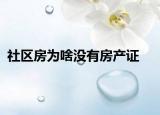 社區(qū)房為啥沒有房產(chǎn)證