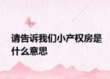 請告訴我們小產(chǎn)權(quán)房是什么意思