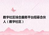 數(shù)字社區(qū)綜合服務平臺招募合伙人（數(shù)字社區(qū)）