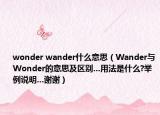 wonder wander什么意思（Wander與Wonder的意思及區(qū)別...用法是什么?舉例說明...謝謝）